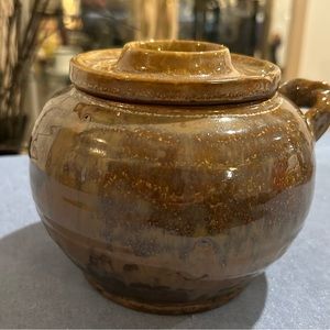 Ceramic glazed  Honey/bean Pot 6”H x 5” W